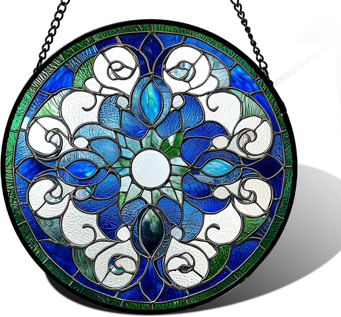 Stained Glass Window Hanging, Boho Style Sun Catchers Diamond Glass Panel Hangings Tiffany Suncatcher Decor for Birthday for Women, Men, Wife, Aunt, and Mom 7.8 in