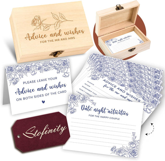 Advice And Wishes For The Mr And Mrs - Wedding Advice Cards For Bridal Shower Decorations, Blue Bridal Shower Games For Wedding Reception, Marriage Wishes For The Bride And Groom Box