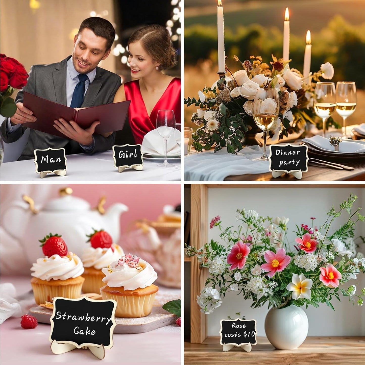 80 Pack Mini Chalkboard Signs with Easel Stand,Food Labels for Party Buffet with Two Pens,Suitable for Graduation Parties, Wedding Celebration Name/Place Cards, Restaurant Food Labels