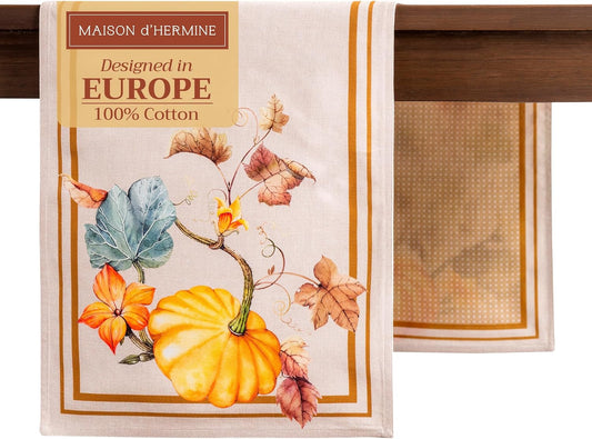 Maison d' Hermine Table Runner 100% Cotton Double Layer Table Runners 72 inches Long for Thanksgiving Christmas Decorations Home Kitchen Dining Party Wedding (Potiron, 14.5" x 72")