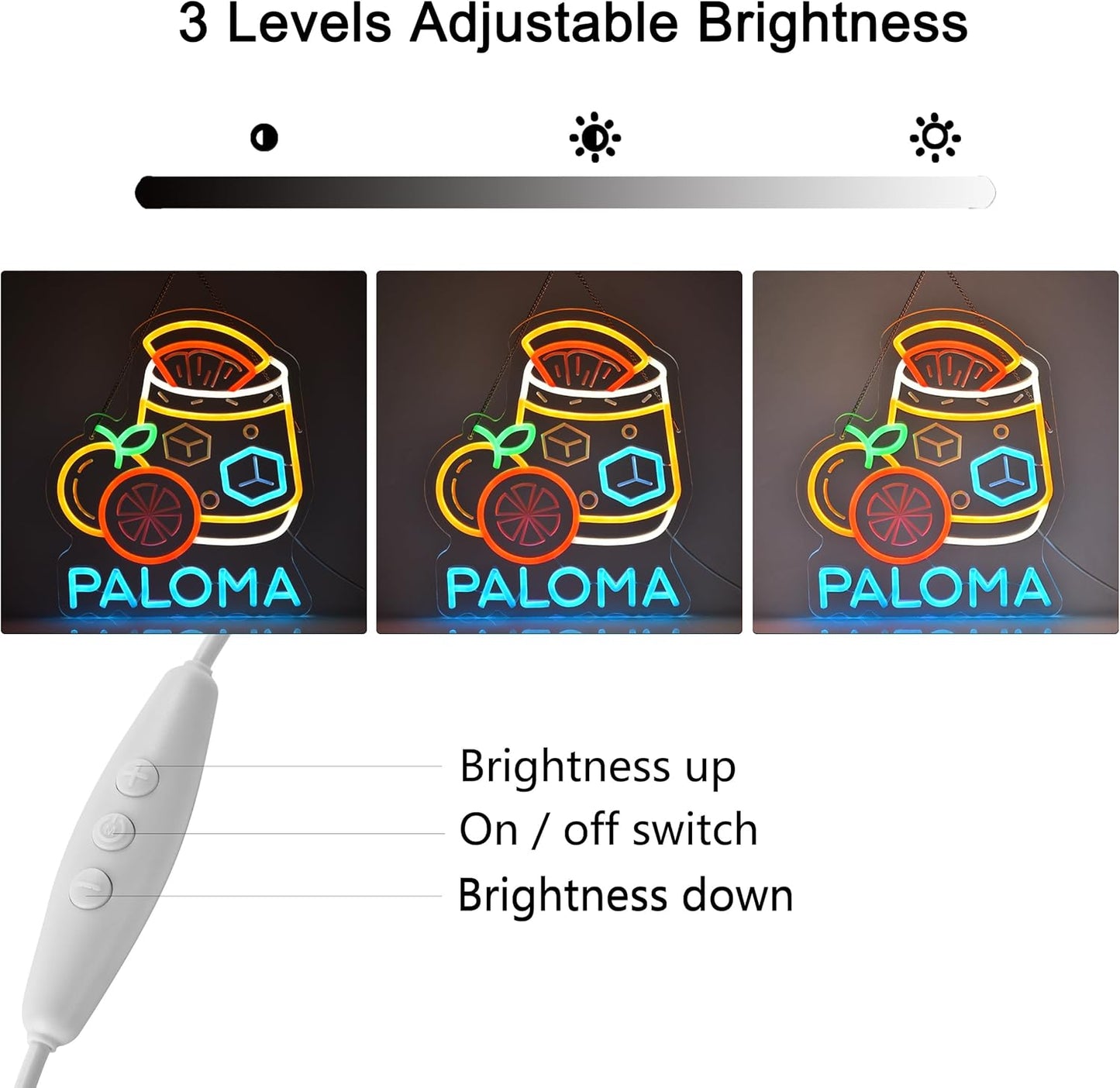 CNBEYOUNG Paloma Neon Sign, Neon Lights Hanging Wall Art Decoration for Mexican Restaurants Shop Cocktail Bar Kitchen Party Home Decor, USB - Driven, Super Bright & Adjustable,15x 12.6inches