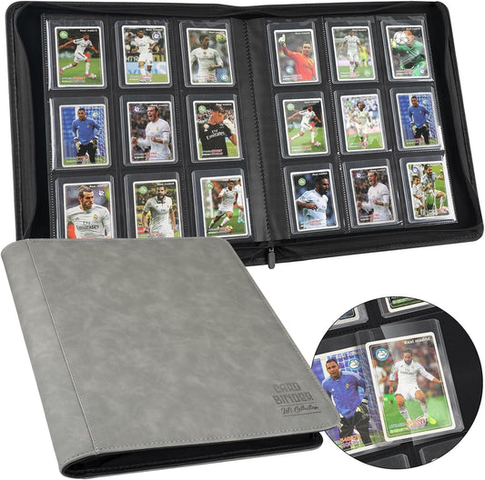 Toploader Binder with 9-Pocket Pages, Holds 288 "3×4" Rigid Toploader Hard Cases, Card Holder for Collectible Cards or Sports Cards, Durable Sleeves for Storage & Display (Gray)
