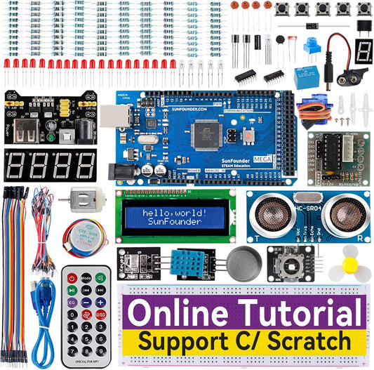 SunFounder The Most Complete Starter Project Kit Compatible with Arduino IDE Mega 2560 R3 Mega328 Nano Mega2560, Scratch Coding, Included 42 Online Tutorials