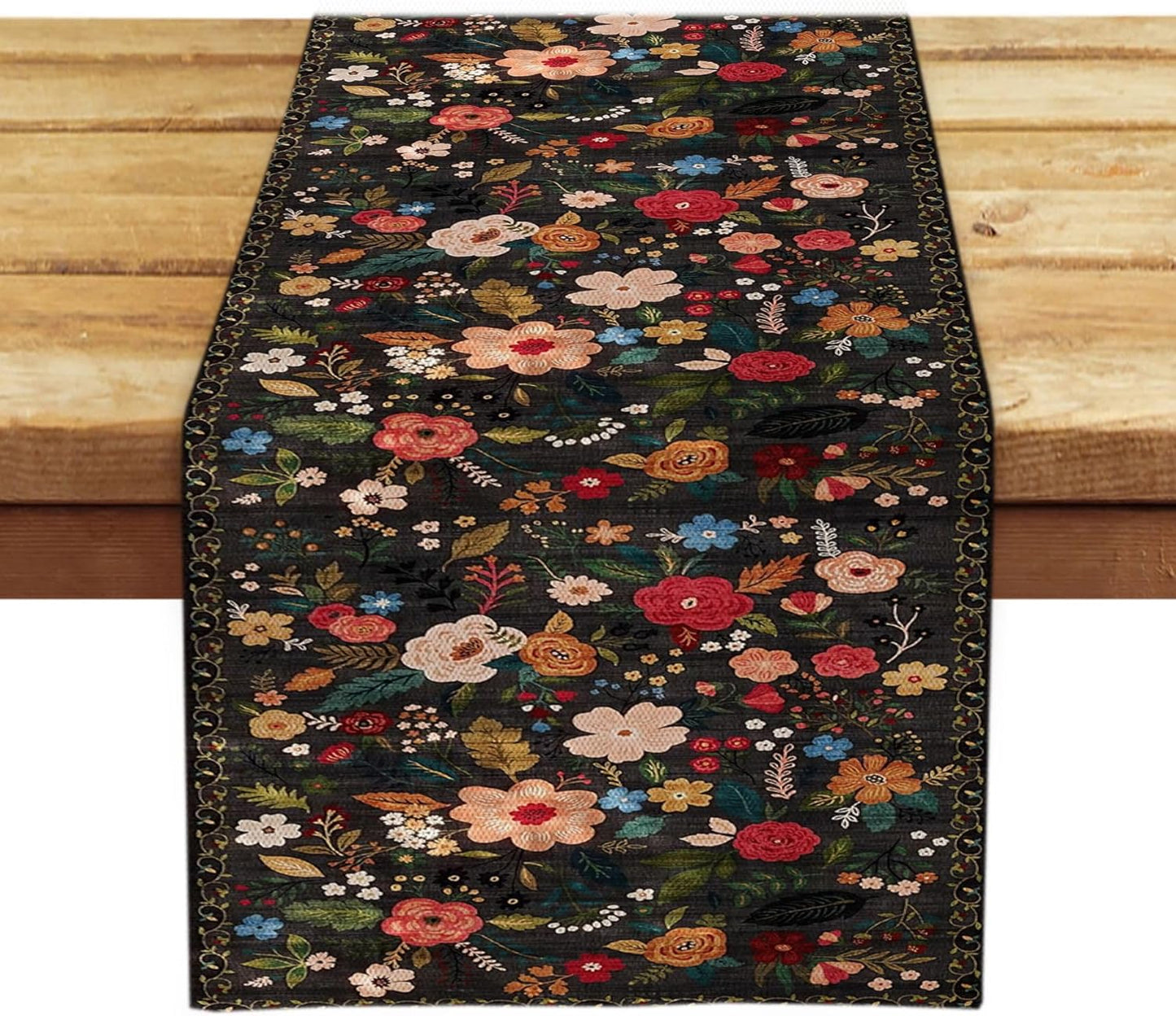 OYIMUA Boho Floral Summer Table Runner 13 x 72 Inches Colorful Flower Runners for Tables Rustic Spring Decorations for Home Indoor Outdoor Party Decor