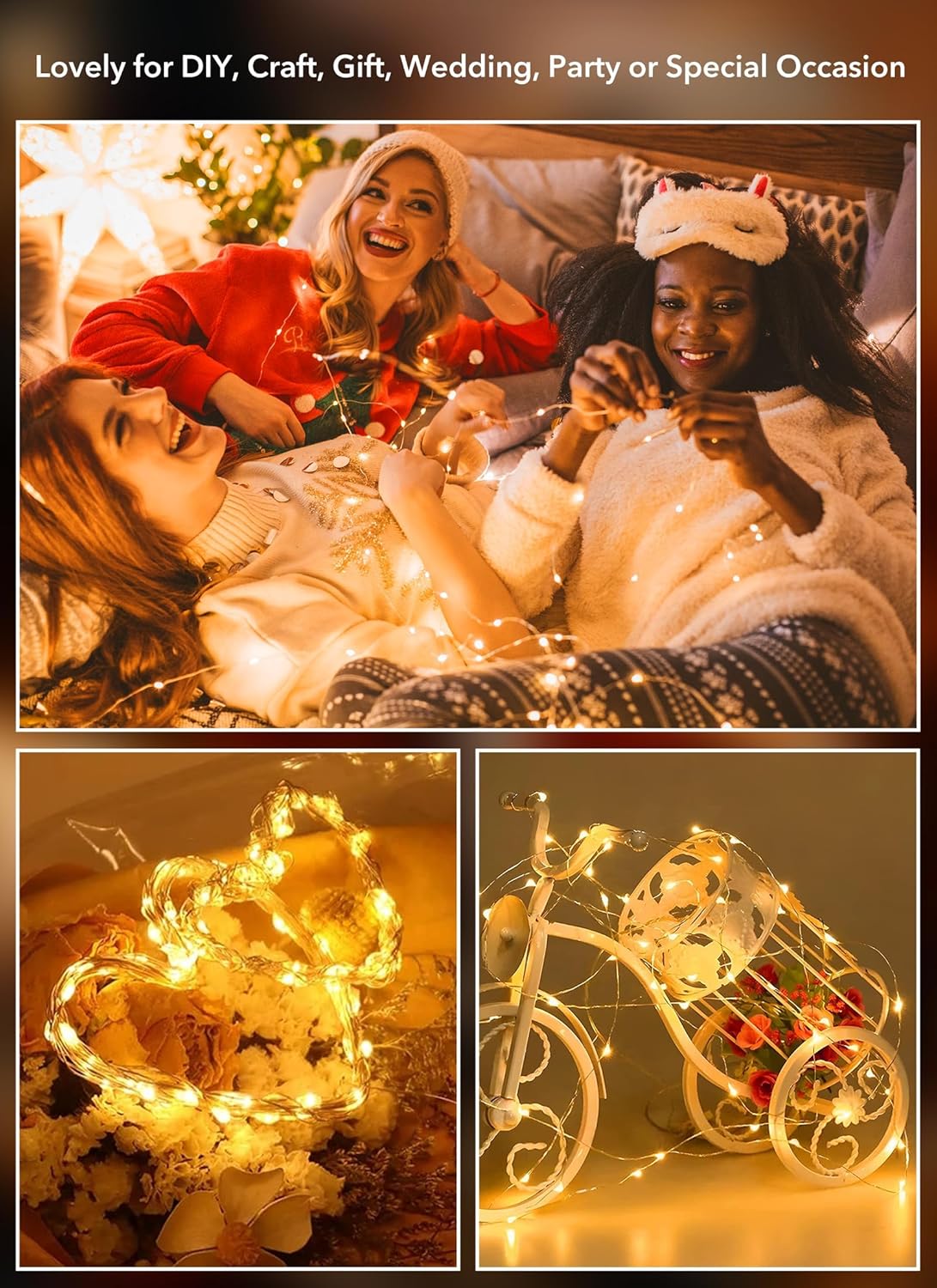 Minetom 6 Pack Fairy Lights Battery Operated String Lights - 7ft 20 LED Waterproof Silver Wire Firefly Lights Waterproof for DIY Crafts Wedding Décor Table Centerpieces Mason Jars Party