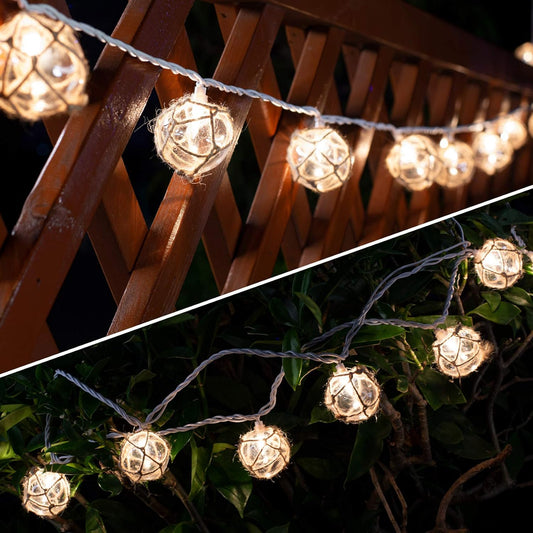 Nautical Fish Float String Lights Outdoor, Beach String Lights Set of 10 Clear G50 Ball Nautical Float Lights String for Room Wall Decor Outdoor Patio Decorations