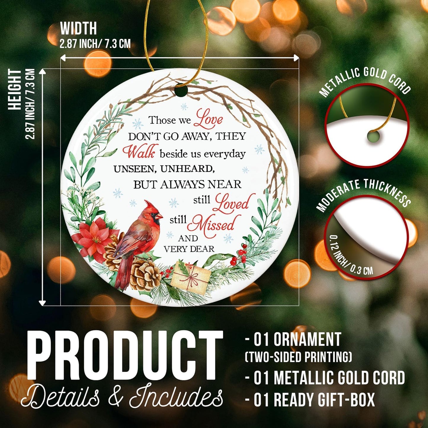 ZAGKOO Cardinal Christmas Ornament - Memorial Christmas Ornament - Sympathy Gifts, Bereavement Gifts for Loss of Loved One - Remembrance Ornaments - Red Cardinal Decoration for Xmas Tree 2025