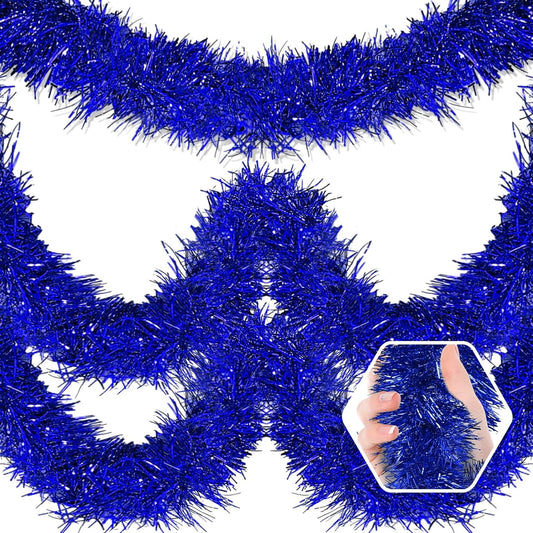 50 Feet Christmas Foil Fringe Banner Metallic Tassle Garland Metallic Backdrop Parade Floats Shiny Hanging Ceiling, Valentine's, Wedding, New Year Party Decorations(2" x 50', Blue)