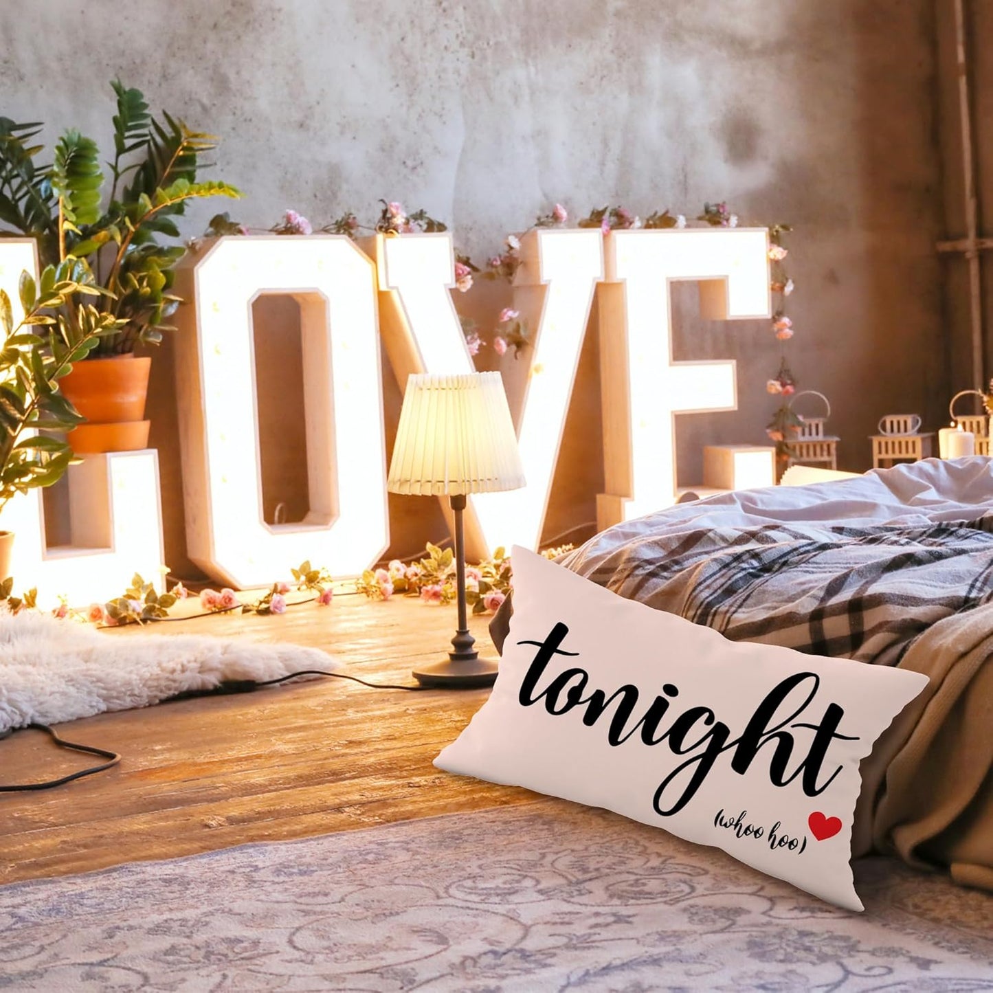 Mancheng-zi Funny Couples Reversible Soft Pillow Cover, Wedding Anniversary Bridal Shower Gifts, Gift for Couples, Anniversary, Wedding, Engagement, 20X12 Inch Flannel Cushion Cover for Couch (White)