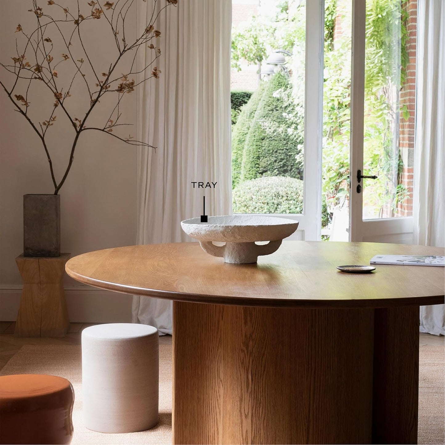 Serax Decorative Tray | Earth interior accessories by Marie Michielssen | Paper Mache Table Decor and Food Display | Round Home and Kitchen Organization | Hosting Essentials | White Trays for eating