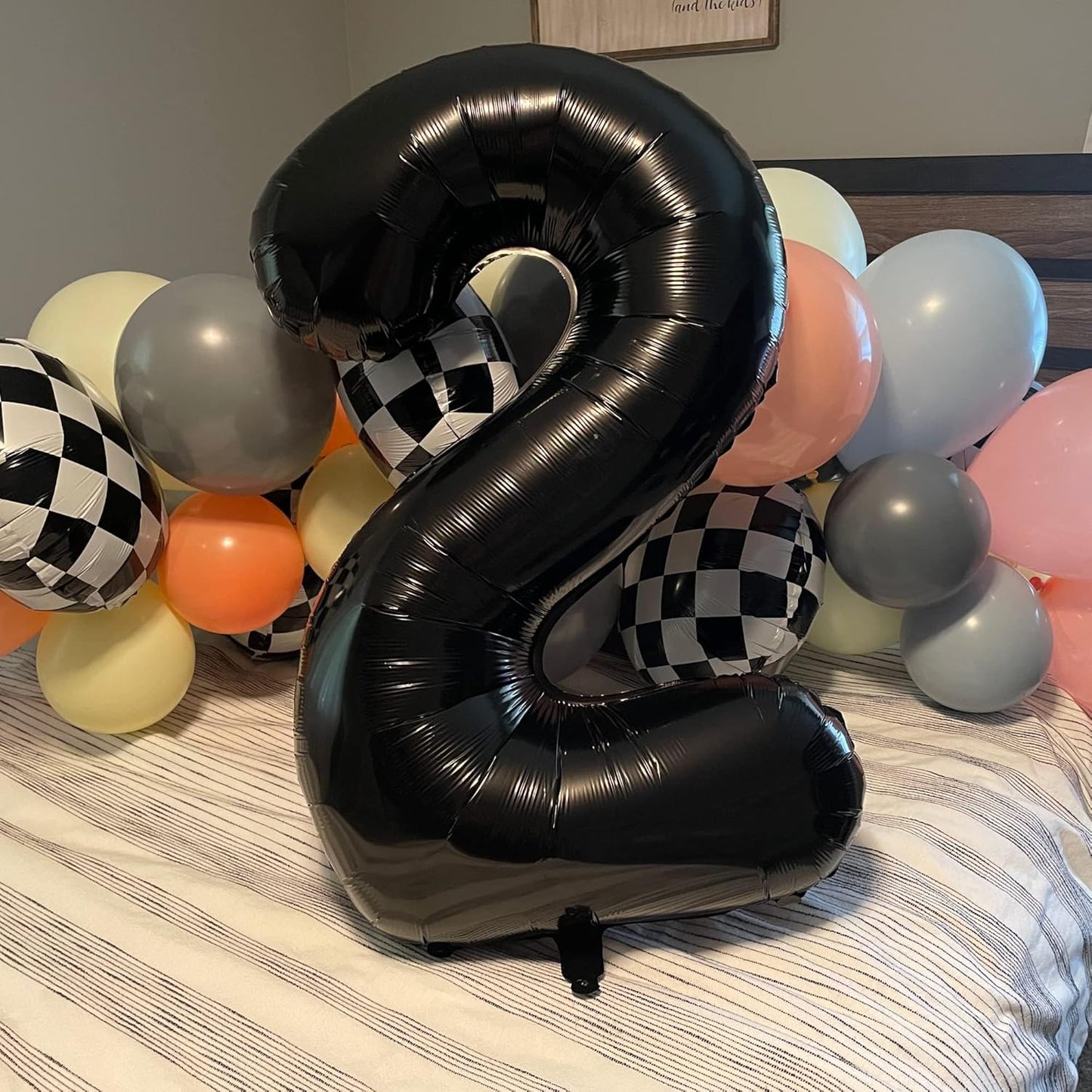 Black Number Balloons, 40inch Large Number 4 Foil Mylar Helium Balloons, Self Inflating Number Balloons 0-9 for Men Boys 4th 40th Birthday Anniversary Party Graduation Celebration Decoration Supplies