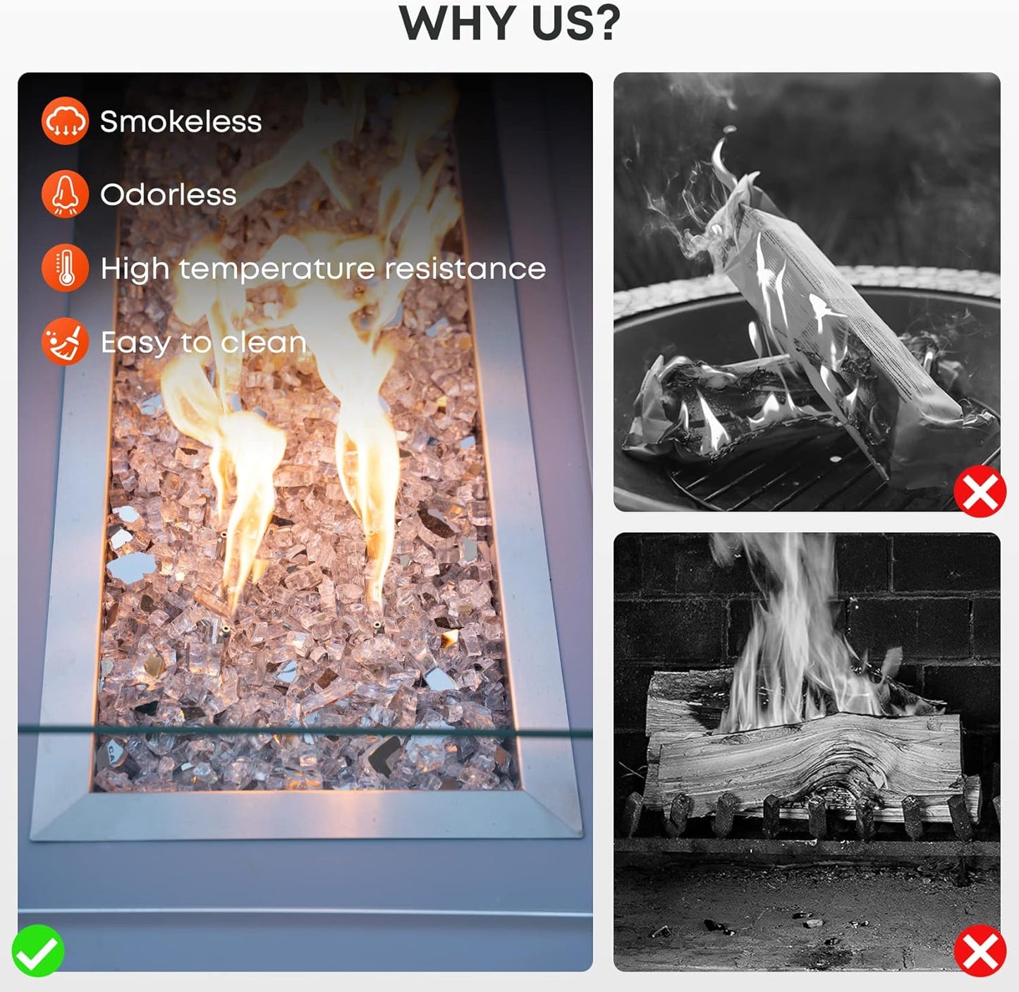 Stanbroil 10-Pound Fire Glass - 1/4 inch Reflective Tempered Fire Glass for Fireplace Fire Pit, Platinum Reflective