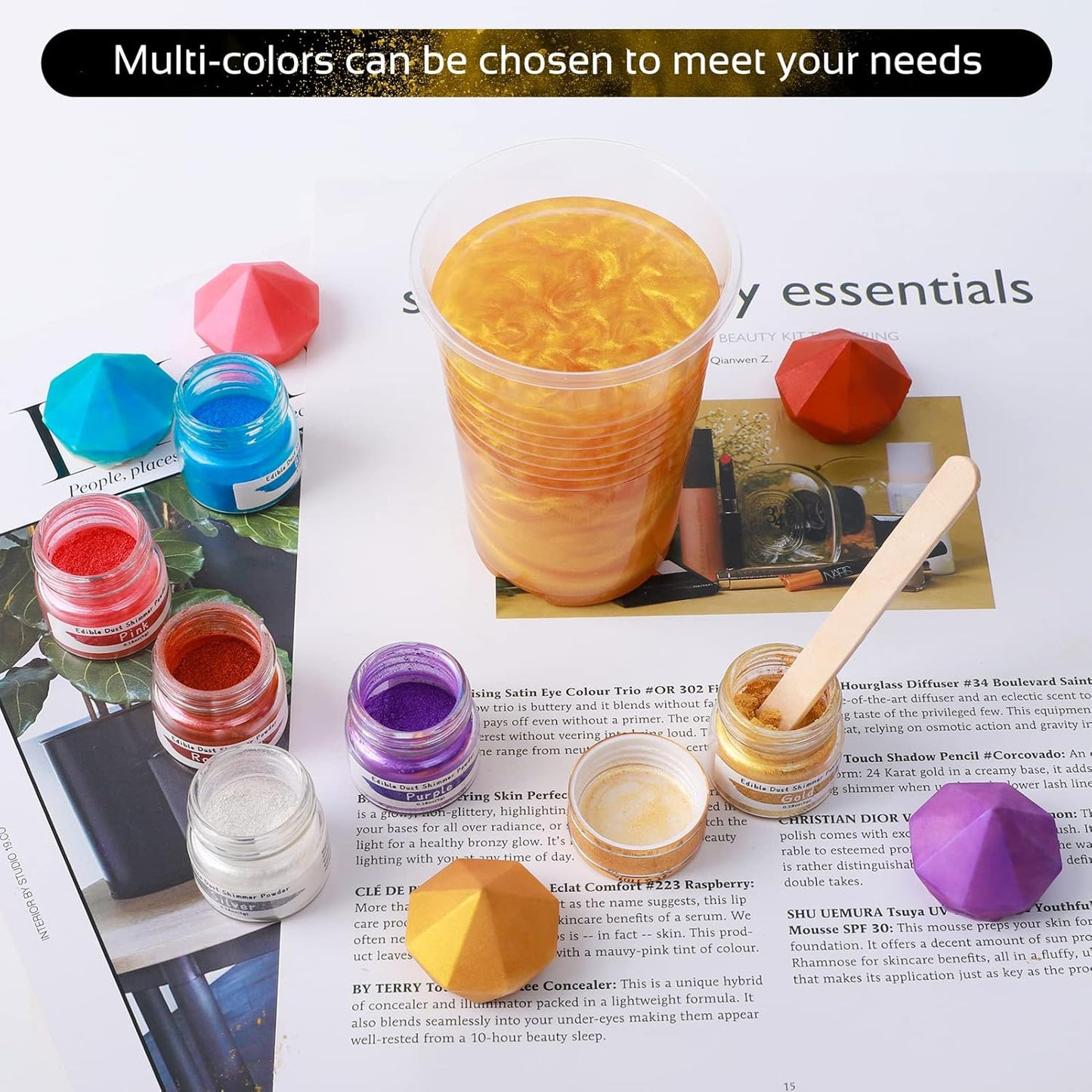 Jelife Edible Gold Luster Dust - 5 Grams Food Grade Cake Dust Shimmer Powdered, Flavorless Metallic Powder Food Coloring for Cake Decorating, Chocolates, Fondant, Drinks, Painting & More, Vegan