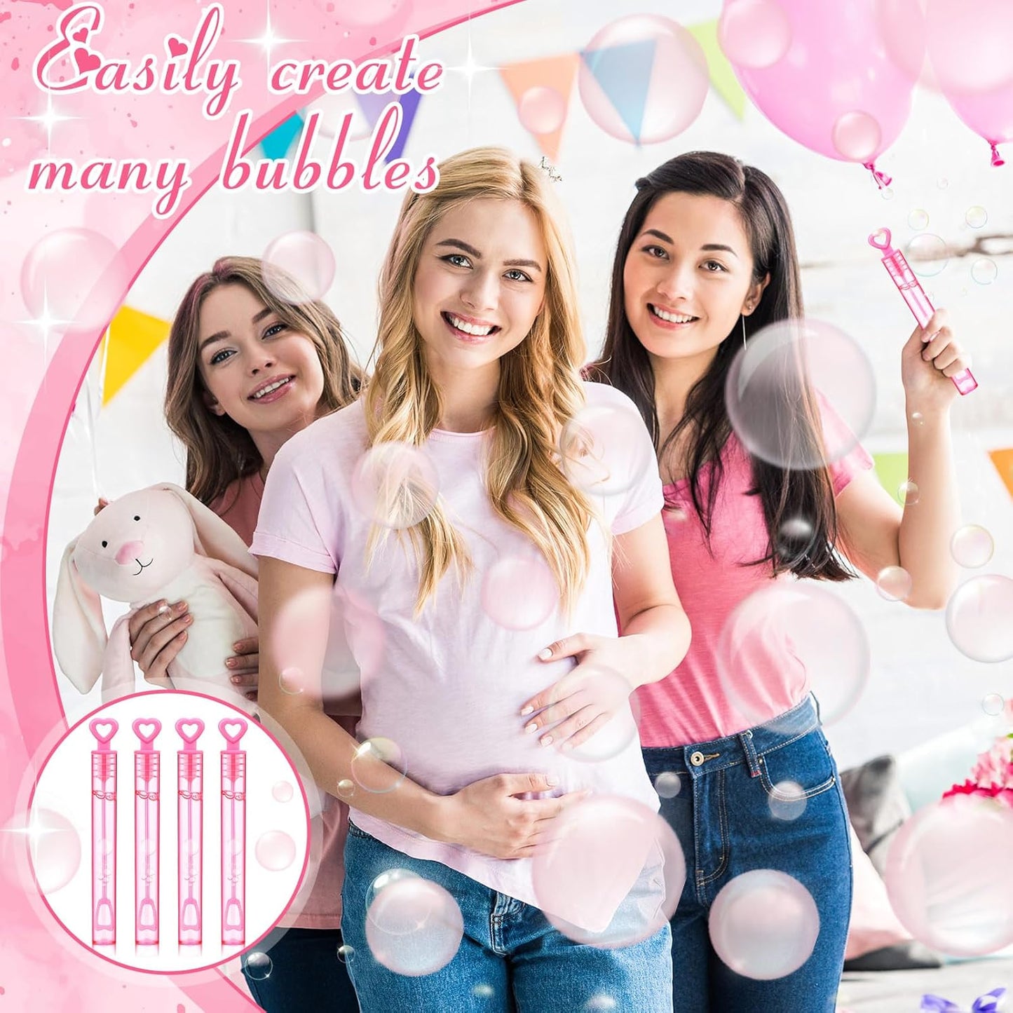 150 Pcs Bubble Wands Bulk for Wedding Party Mini Heart Wand with Bubble Solution for Wedding Bridal Showers Valentine Anniversary Graduation Birthday Supplies (Pink,Single Heart)