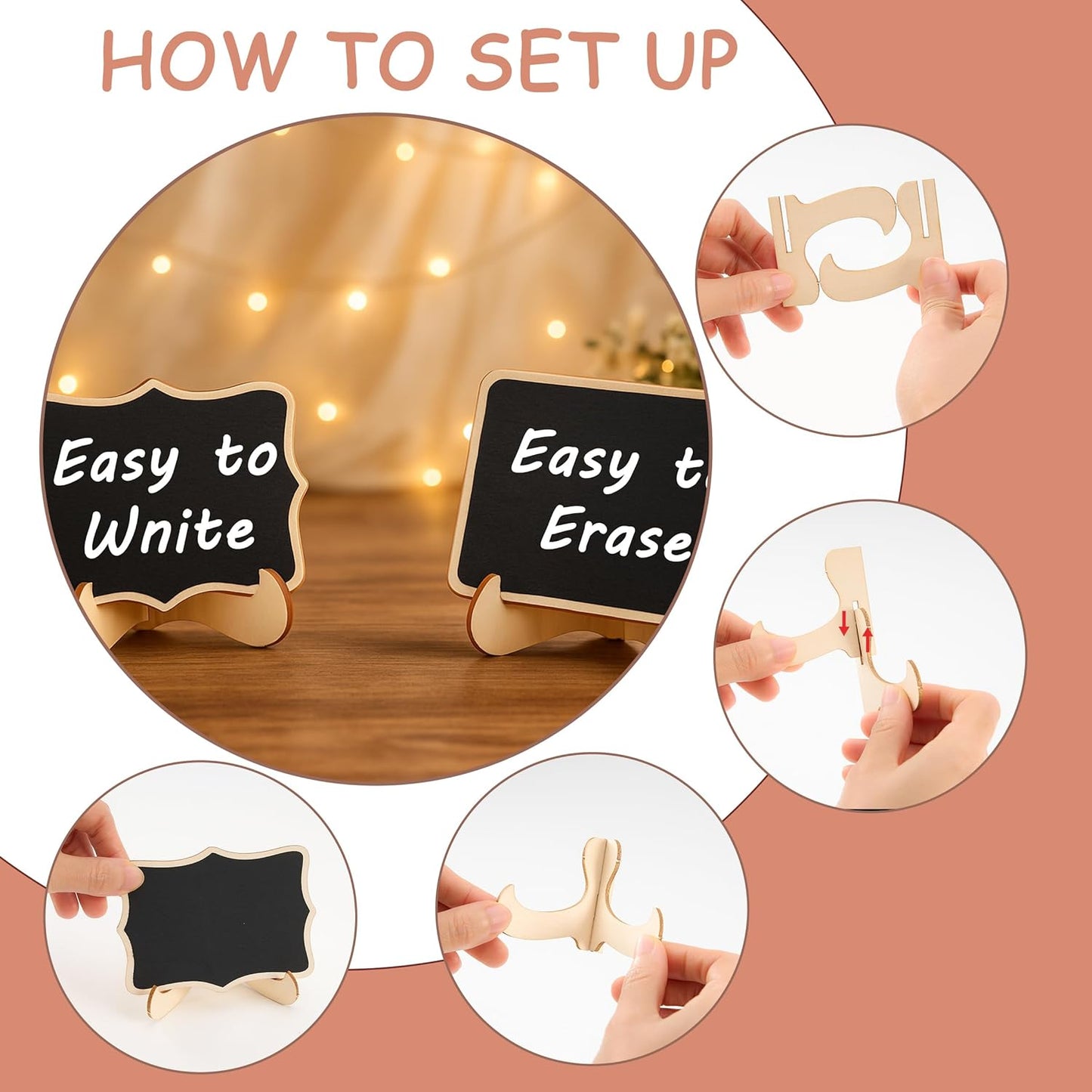 Mini Chalkboard Signs, 60 Pack Food Labels for Party Buffet or Wedding Celebrations with 120 Easel Stands and 12 Liquid Chalk Pens - Perfect Place Cards for Table Settings & Numbers