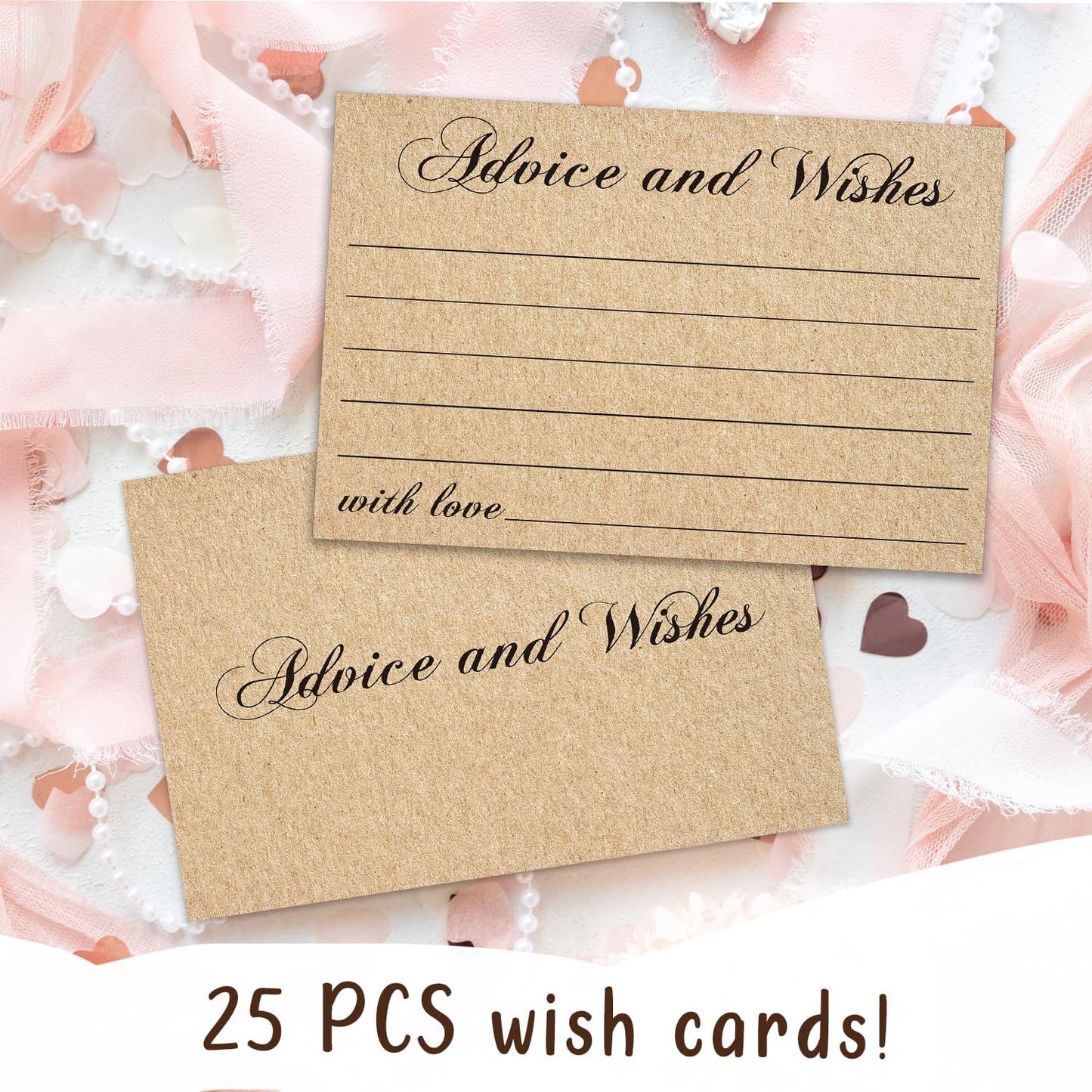 Advice and Wishes Cards, Double-sided Blank Cards Suitable for Weddings, Bridal Showers, Mr and Mrs, Baby Shower, Graduation with Minimalist Design, Pack of 25-01