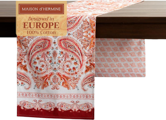 Maison d' Hermine Table Runner 100% Cotton Double Layer Table Runners 108 inches Long for Thanksgiving Christmas Decorations Home Kitchen Dining Party Wedding (Orient, 14.5" x 108")