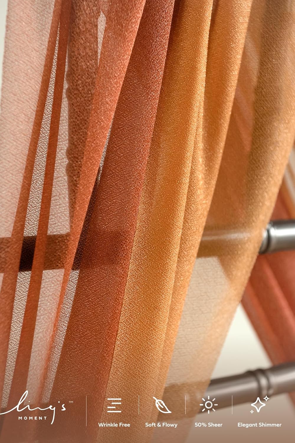 Ling's moment Wedding Chair Sashes Cover Aisle Decorations Draping Fabric Wrinkle-Free with Tie 16 Shades of Burnt Orange for Party Ceremony Reception Floral Arrangement Banquet Outdoor Decor