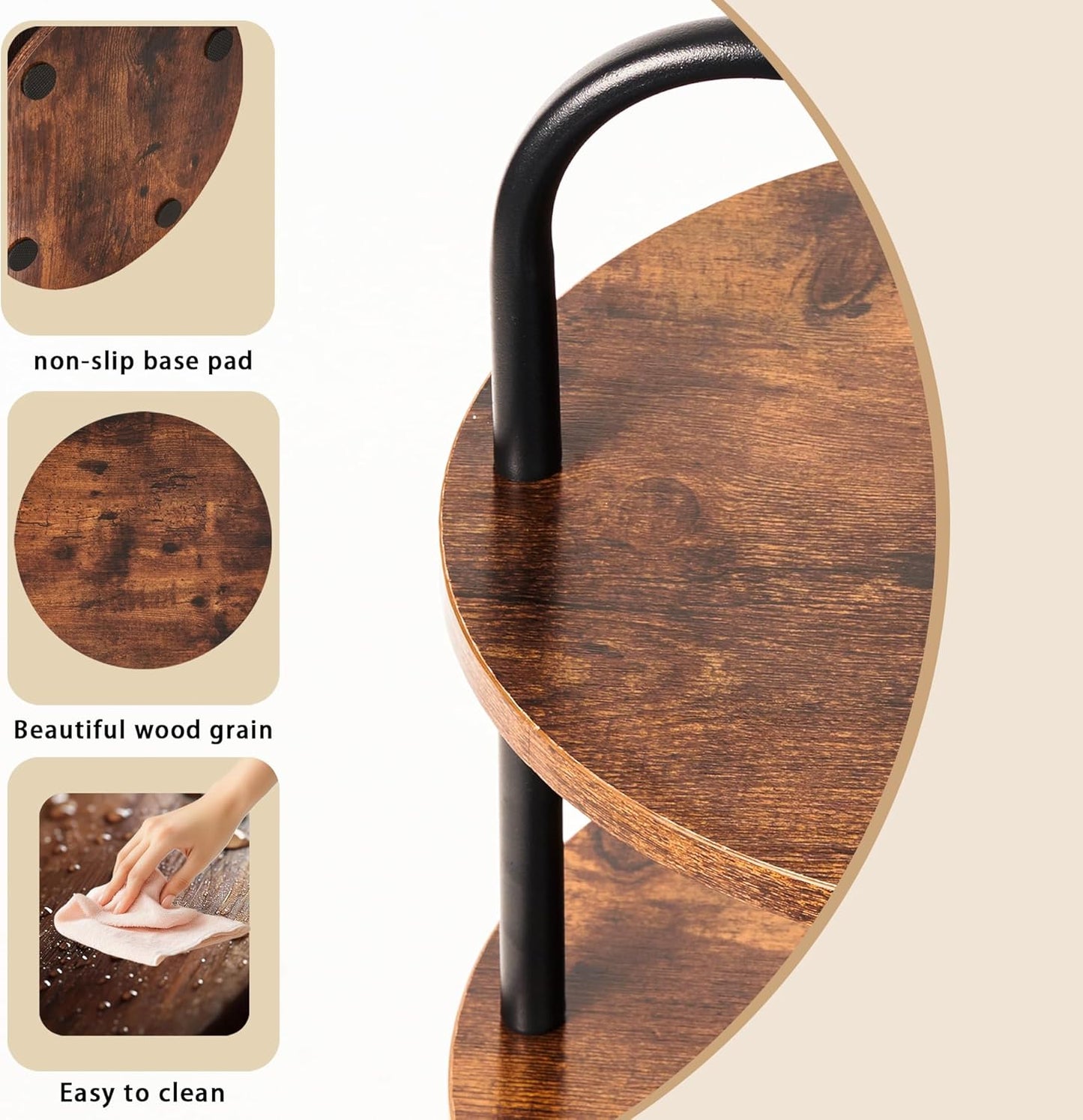 Cupcake Stand, Tower-Style for 50 Cupcakes - Large 3-Tier Dessert Table Display & Serving Tray Set, Tiered MDF Cake Stand for Wedding Birthday Baby Shower (1 Pack)