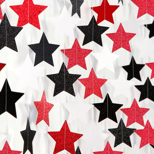 Black White-Red Birthday Party-Decorations Garland - 62FT Twinkle Little Star Graduation Hanging Streamers Banner,Wedding Baby Shower Backdrop, Vampire Classroom Decor Supplies Hugtmr