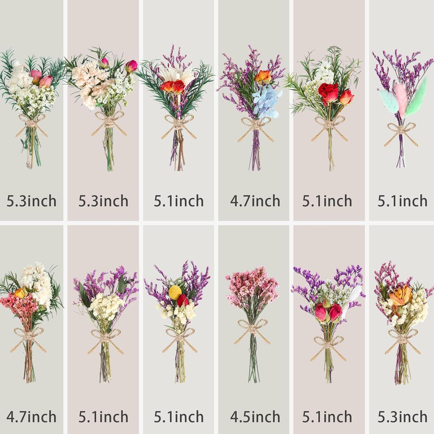 10/12/24/36 Pack Mini Dried Flowers for Vase Wedding Various Mini Bouquet Dried Small Wildflowers Natural Flowers Bulk for Crafts DIY Decor (12, Romantic Colour)