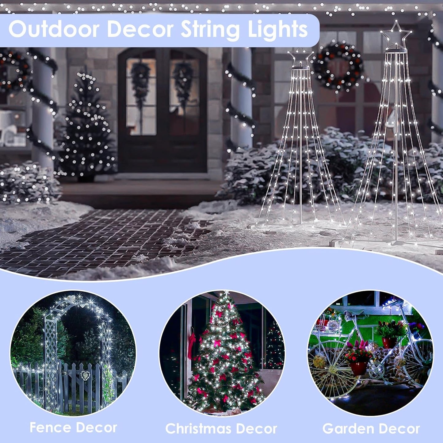 66Ft 200LED Fairy Lights Plug in with Remote, Waterproof String Lights Outdoor & Indoor 8 Modes with Timer, LED Twinkle Lights for Girl's Room Garden Patio Halloween Christmas Decorations (Cool White)