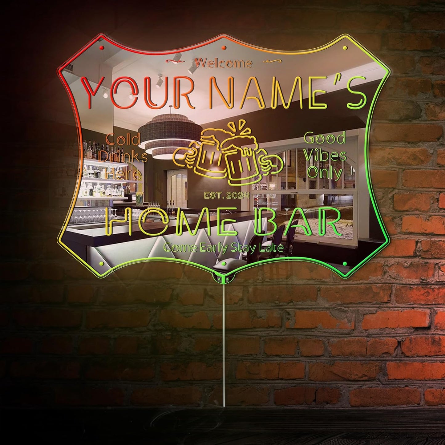 ADVPRO Personalized Your Name Home Bar RGB Dynamic Glam LED Sign - Cut-to-Edge Shape - Smart 3D Decoration - Multicolor Signage st06s64-fnd-p11d-tm-c