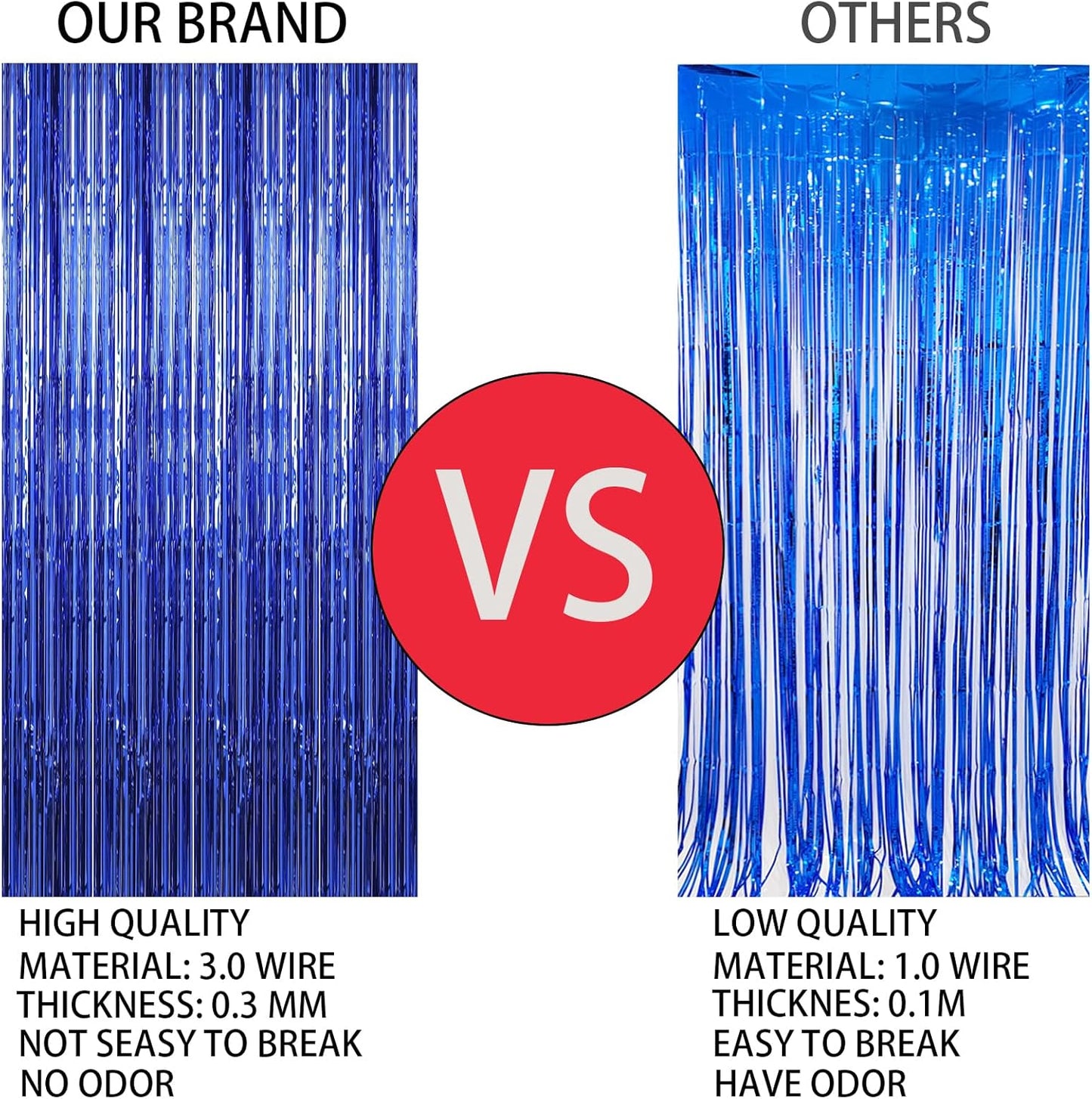 4 Pack 3.3 * 8.3 ft Foil Curtain Metallic Tinsel Fringe Curtains Photo Booth Props Backdrop for Birthday Wedding Engagement Baby Shower Christmas Holiday Celebration Party,Blue