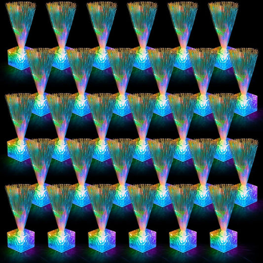 Amylove 30 Pcs Mini Fiber Optic Lamps Bulk Small LED Light up Table Centerpieces for Party Event Decorations with Crystal Base Battery Powered for Glow in The Dark Favors Supplies (6 Inch,Clear)