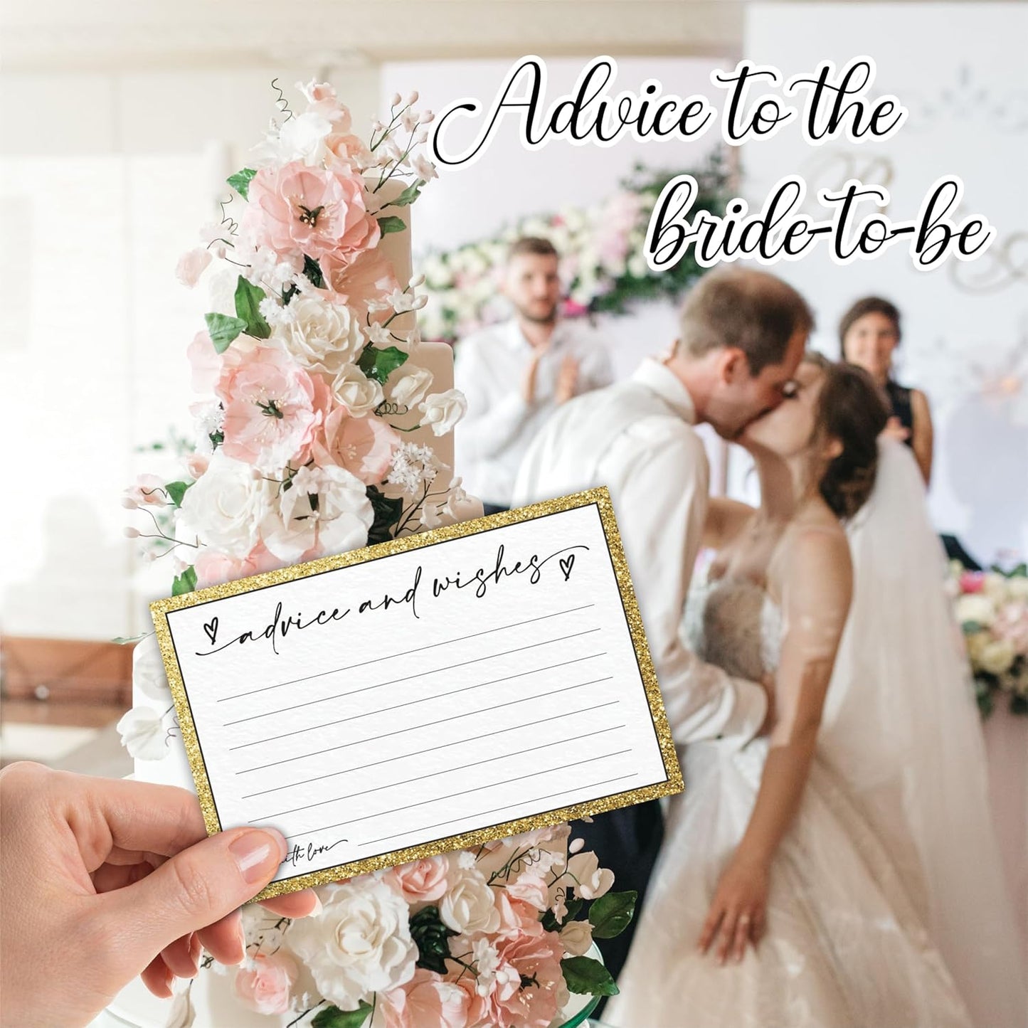 30 Advice & Wishes Cards - Shiny Gold - Double Sided Fill-In Advice Cards For Bridal, Wedding, Graduate Party, Mr & Mrs, Retirement, Baby Shower, Party Favor & Supplies - A01