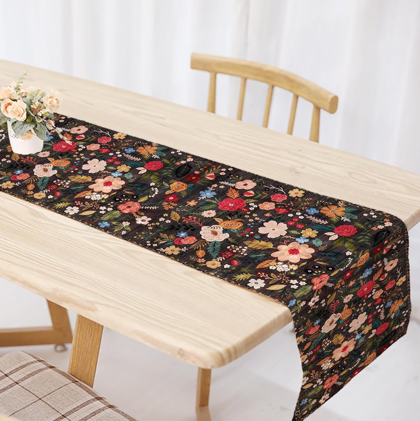 OYIMUA Boho Floral Summer Table Runner 13 x 72 Inches Colorful Flower Runners for Tables Rustic Spring Decorations for Home Indoor Outdoor Party Decor
