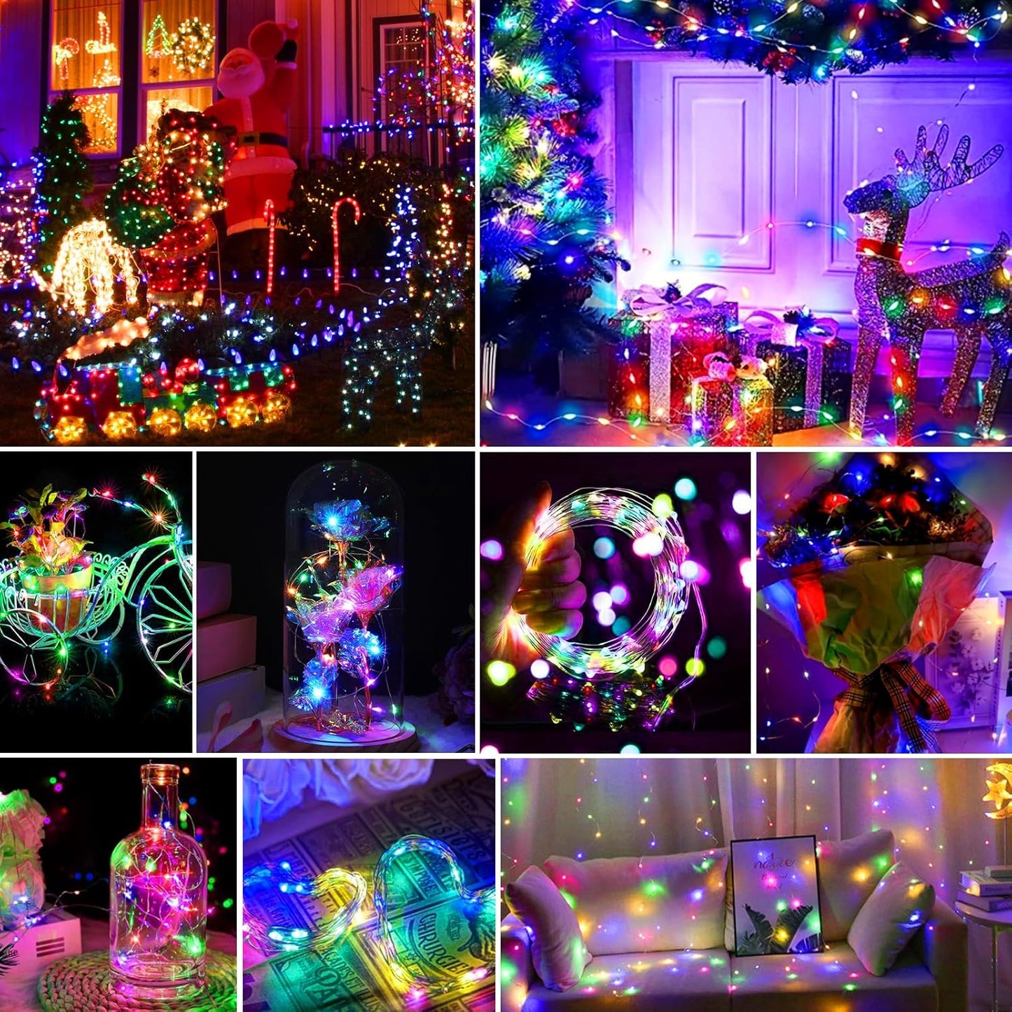pozzolanas 24 Pack Multicolor Battery Operated String Lights - 7ft Waterproof Fairy Lights with 20 LEDs for Home, Mason Jar, Party, Wedding, Halloween, Christmas Decorations