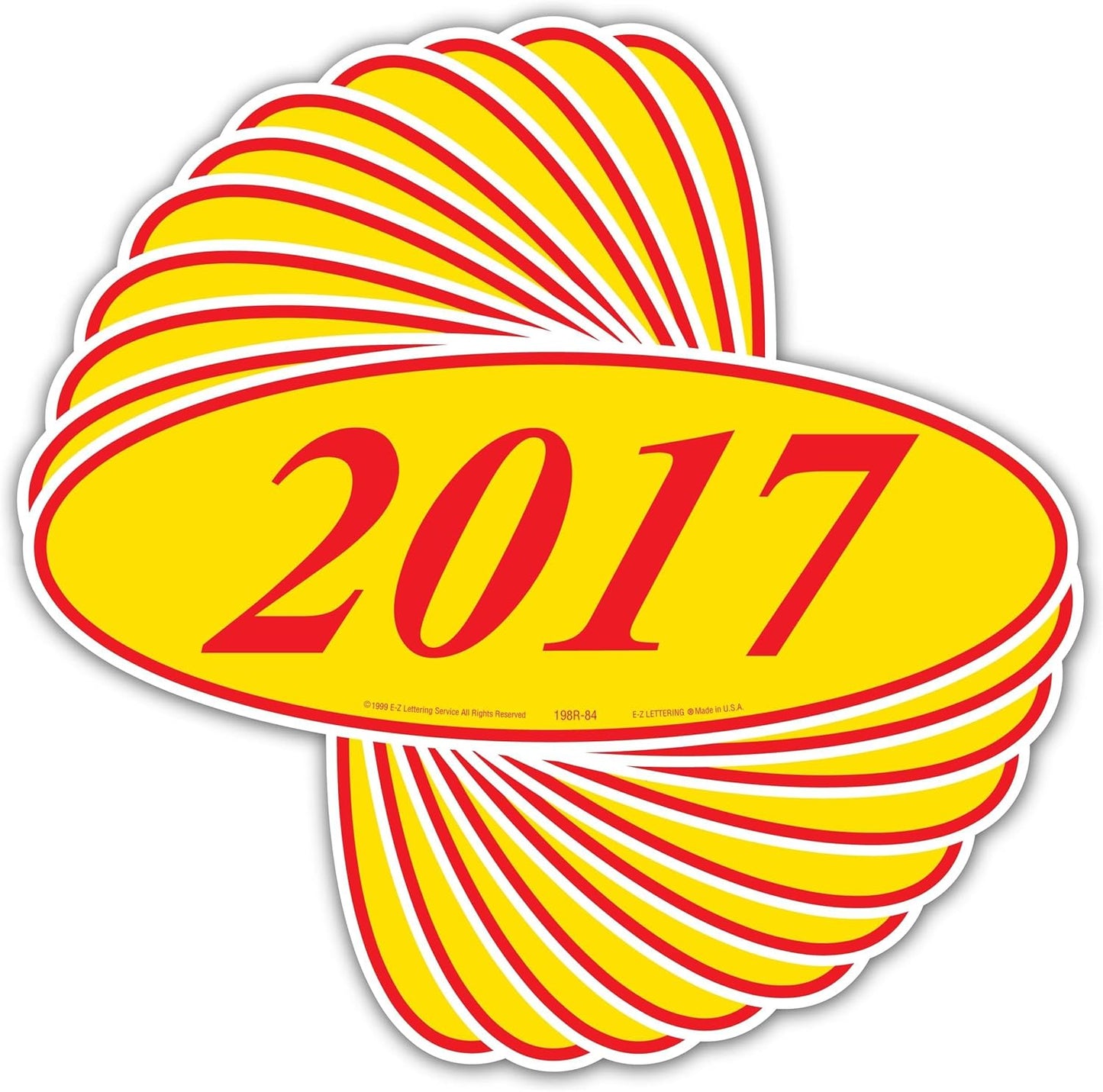 EZ-Line Oval Model Windshield Year Stickers for Car Windows Red and Yellow Large Vinyl Dealership Supplies 1 Dozen Pro Pack (2017)