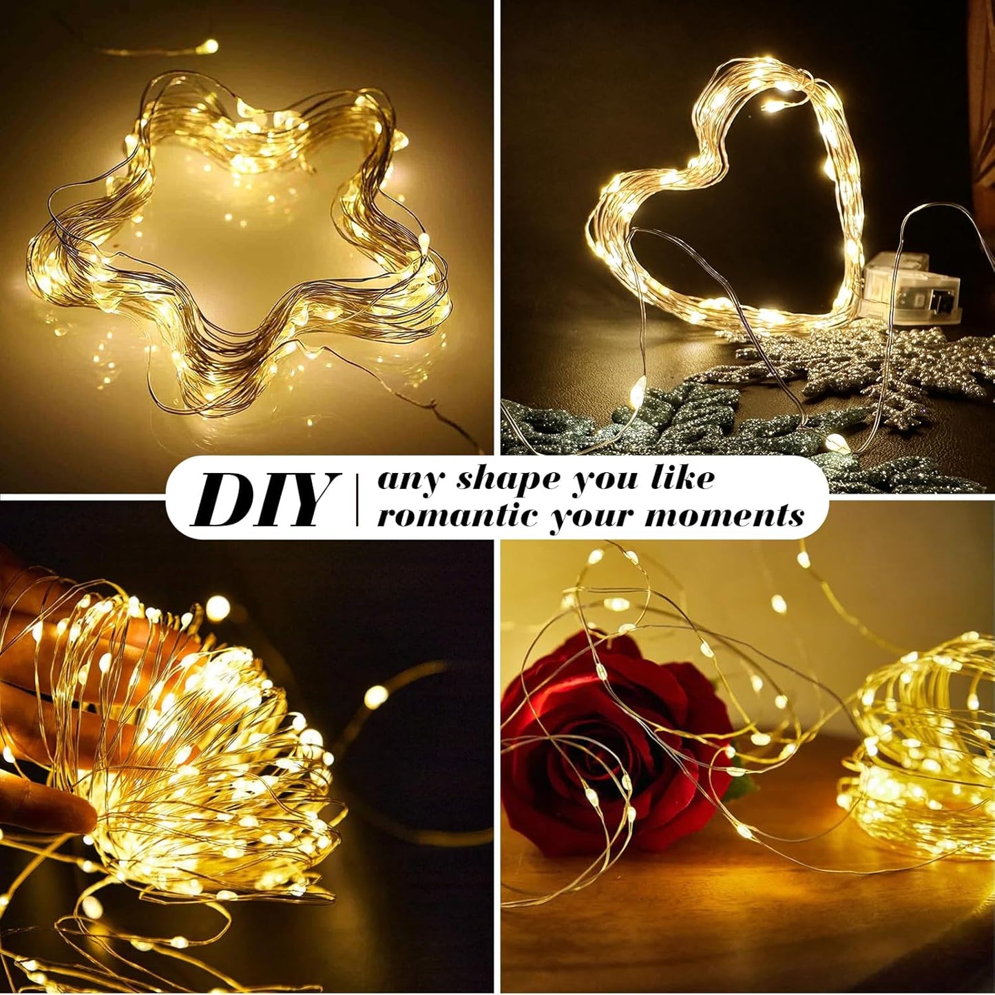 ZGWJ 24 Pack Fairy Lights Battery Operated, 7ft 20 Mini LED Fairy String Lights Silver Wire 3 Modes for DIY, Parties, Wedding, Bedroom, Halloween Christmas Decoration Mixed-Color