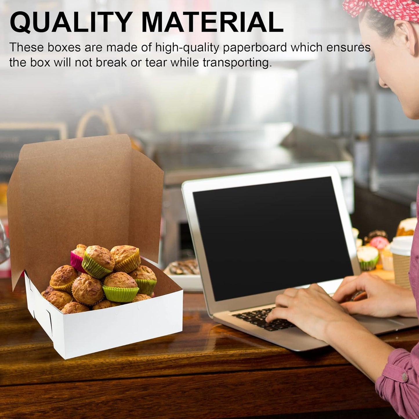 MT Products White Cake Boxes 8" x 8" x 3" - Bakery Box No-Window (Pack of 15) - Made in the USA