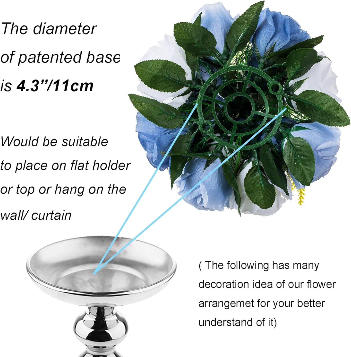 BLOSMON Flower Ball Centerpieces for Table 10 Pcs Fake Rose Centerpiece Flowers Dusty Blue Artificial Silk Floral Arrangement Center Piece Kissing Bouquet for Wedding Party Home Decor