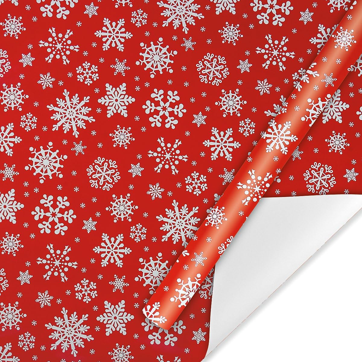 Current Snowflake on Red Christmas Rolled Wrapping Paper - Premium Jumbo 23-Inch x 32-Foot Gift Wrap Roll, 61 Square Feet Total
