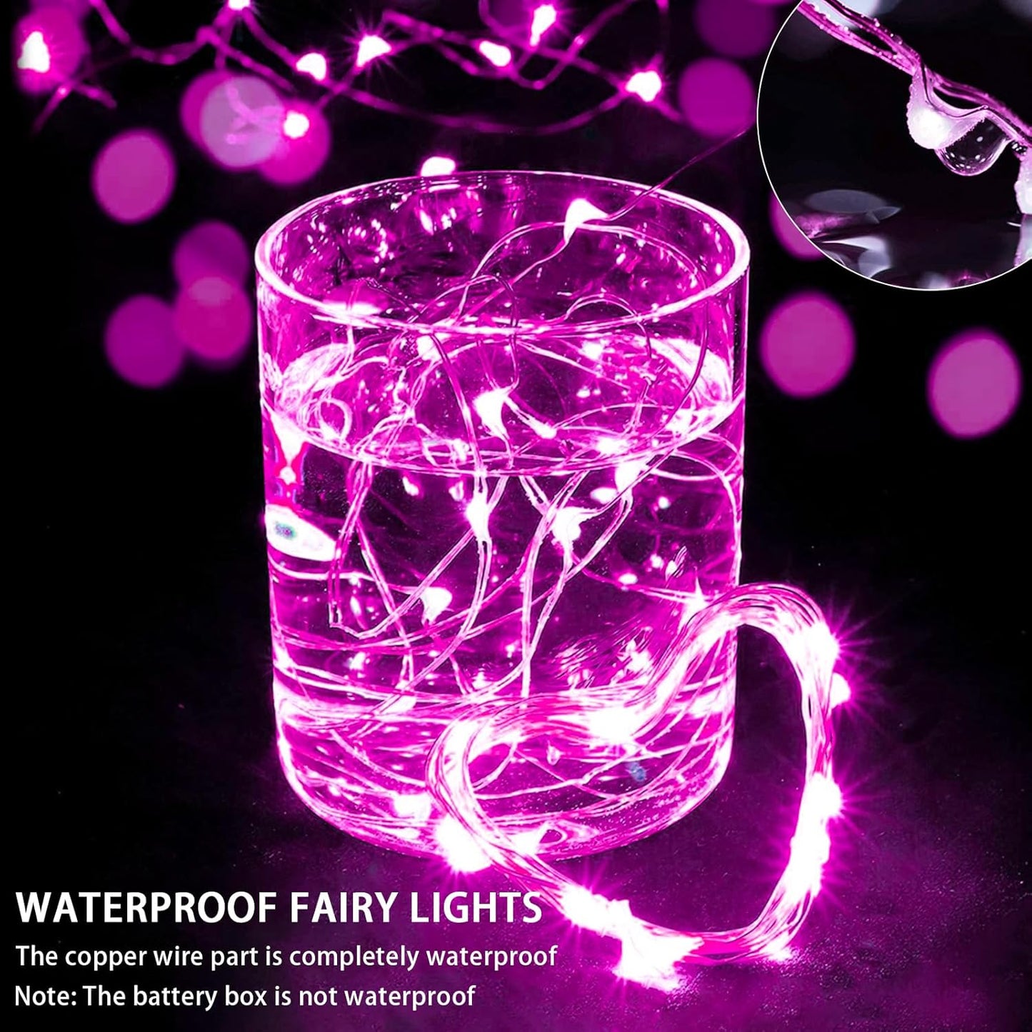 12 Pack Pink Fairy Lights 7Ft 20 LED Twinkle String Lights 3 Modes Battery Operated Waterproof Firefly Starry for Mason Jar Party Wedding Christmas Valentines Day Table Centerpieces