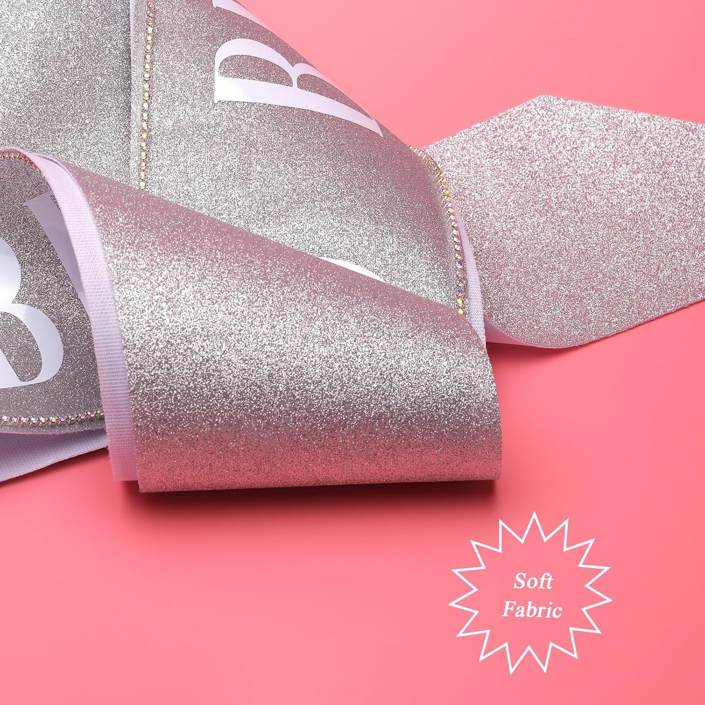 Bride to Be Sash with Rhinestones Glittery Bridal Party Sash with Adjustable Pin for Bachelorette Party Decorations, Wedding Celebration, Bridal Shower