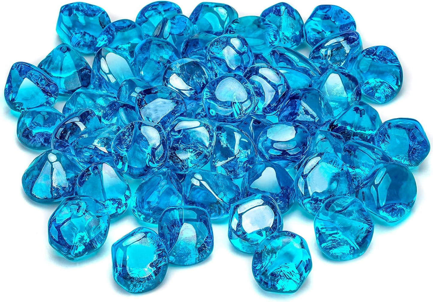 Stanbroil 10-Pound Fire Glass Diamonds - 1/2 inch Luster Fire Glass for Fireplace Fire Pit and Landscaping, Caribbean Blue Luster