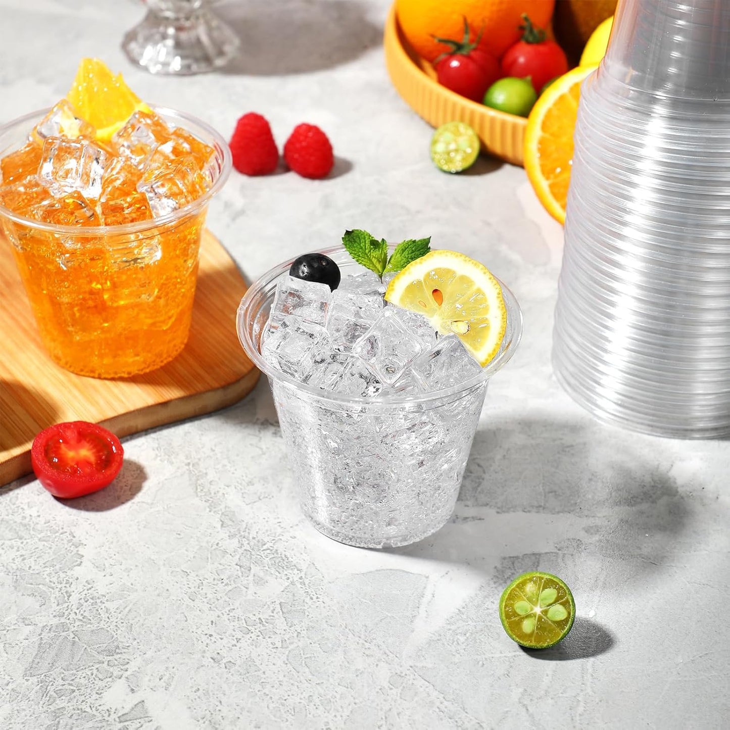 500 Pack 9 oz Clear Plastic Cups, Thickened Disposable Drink Clear Cups for Party, Higher Heat Resistance Drinking Cup for Wine, Juice, Fruit and Cold/Hot Beverages