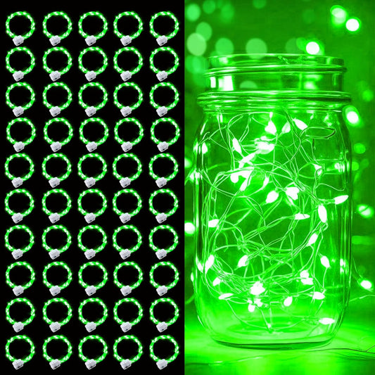 pozzolanas 50 Pack Green Battery Operated String Lights - 7ft Waterproof Fairy Lights with 20 LEDs for Home, Mason Jar, Party, Wedding, Halloween, Christmas Decorations