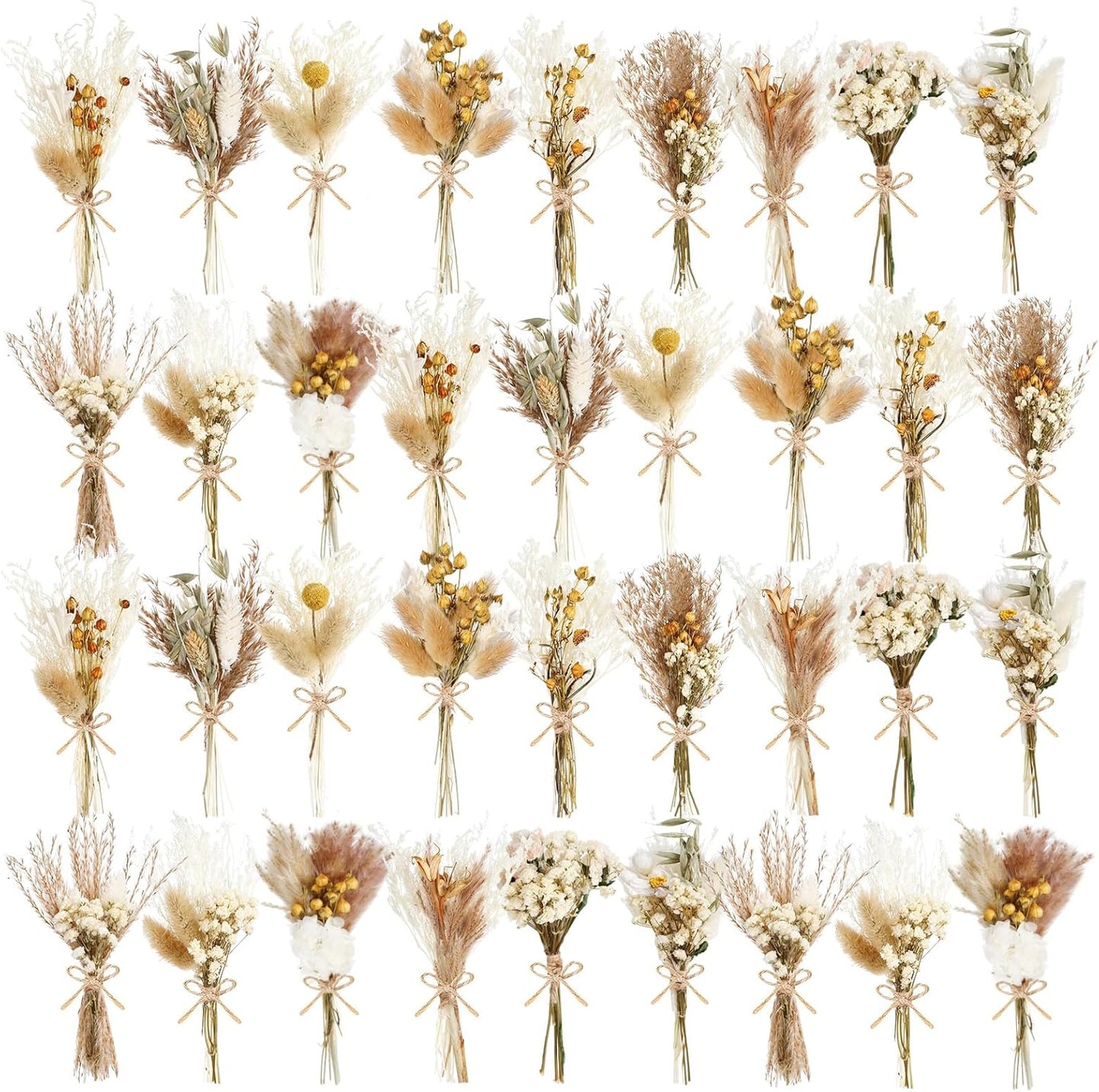 10/12/24/36 Pack Mini Dried Flowers for Vase Wedding Various Mini Bouquet Dried Small Wildflowers Natural Flowers Bulk for Crafts DIY Decor (36, Plain Colour)
