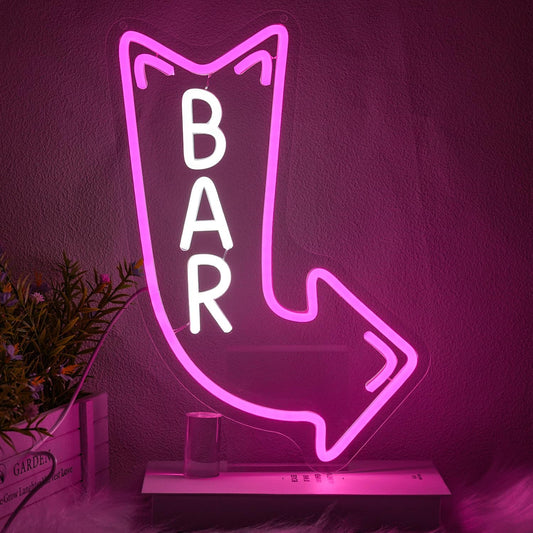 Bar Neon Sign for Wall Decor Arrow Neon Light Pink LED Neon Sign Letter Led Neon Light for Bar Man Cave Party Decoration