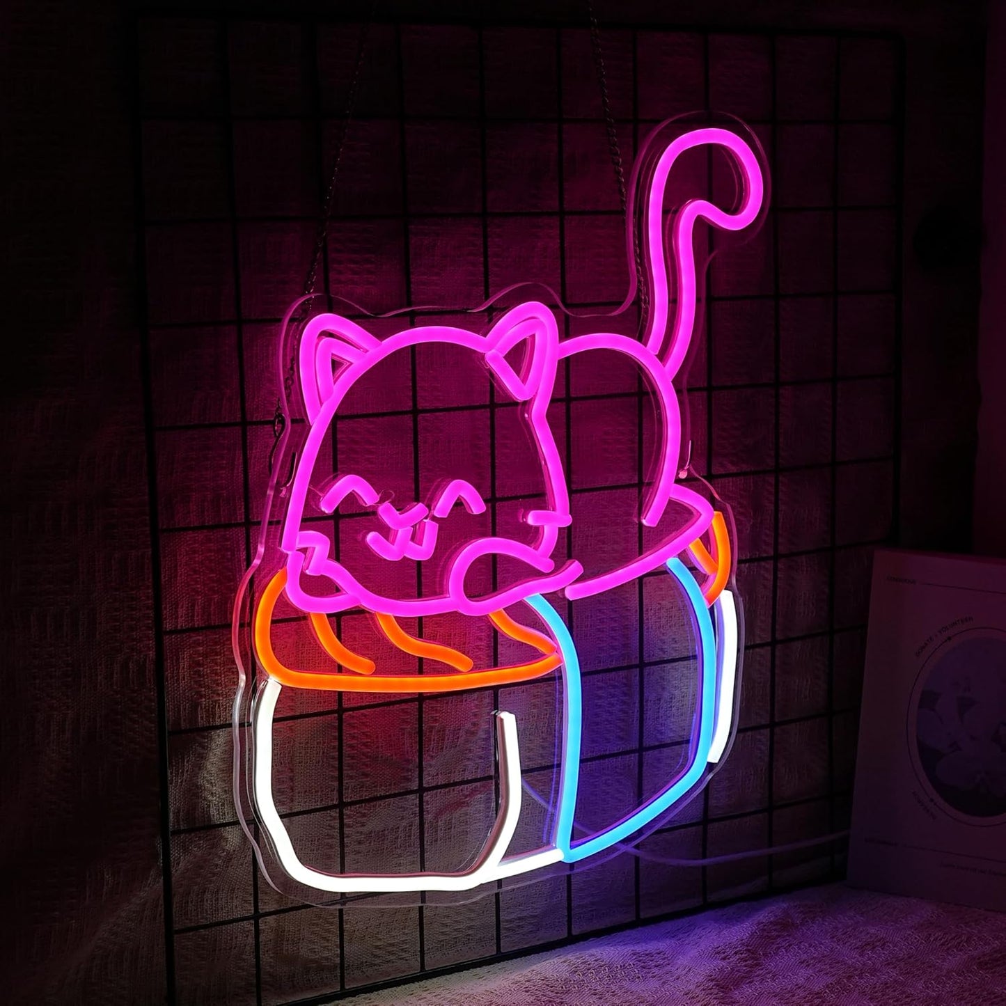 Sushi Cat Neon Sign Delicious Japanese Sushi LED Light Sign for Wall Decor Dimmable Cute Cat Neon Light for Sushi Shop Japanese Restaurant Kitchen Supermarket Cafe Bar home Party Girl Boy