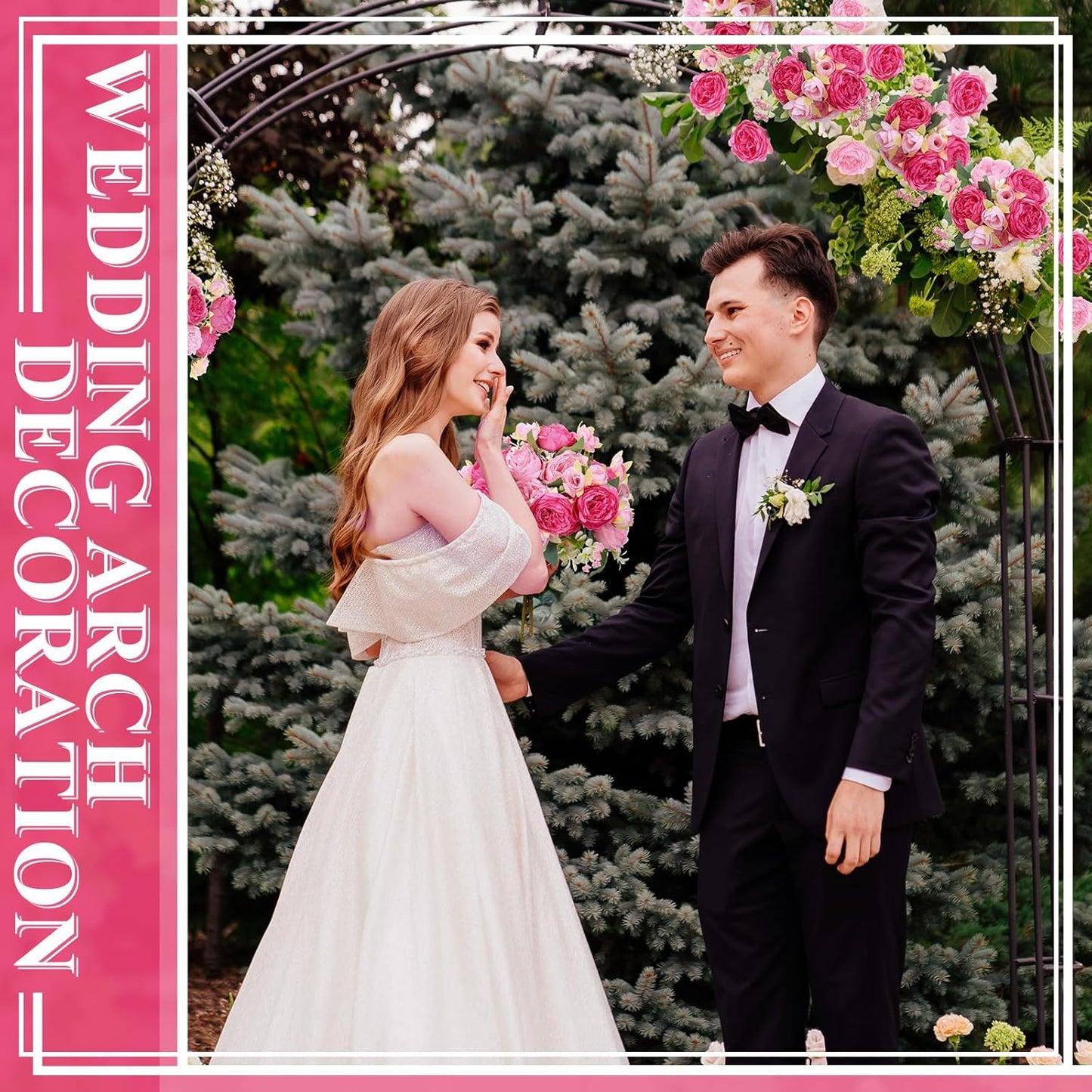 8 Bundles Artificial Peonies Flowers Boho Faux Flowers Arrangements Artificial Centerpiece Spring Bouquet Floral Wedding Decoration for Vase(Pink Series)