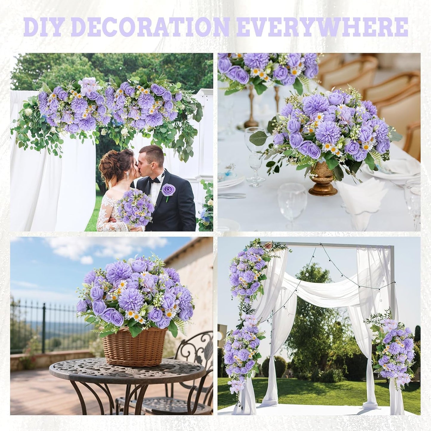 12 Packs Peonies Artificial Flowers,Silk Artificial Peonies Flowers Fake Peony Faux Floral Arrangements Bouquet for Centerpiece Table Wedding Party Home Decor Purple