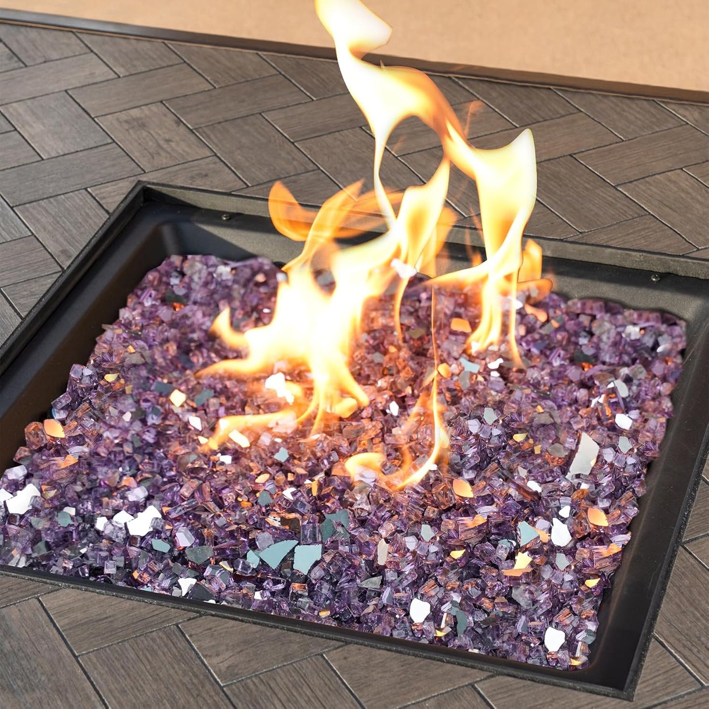 Stanbroil 10-Pound Fire Glass - 1/2 inch Reflective Tempered Fire Glass for Fireplace Fire Pit, Violet Reflective