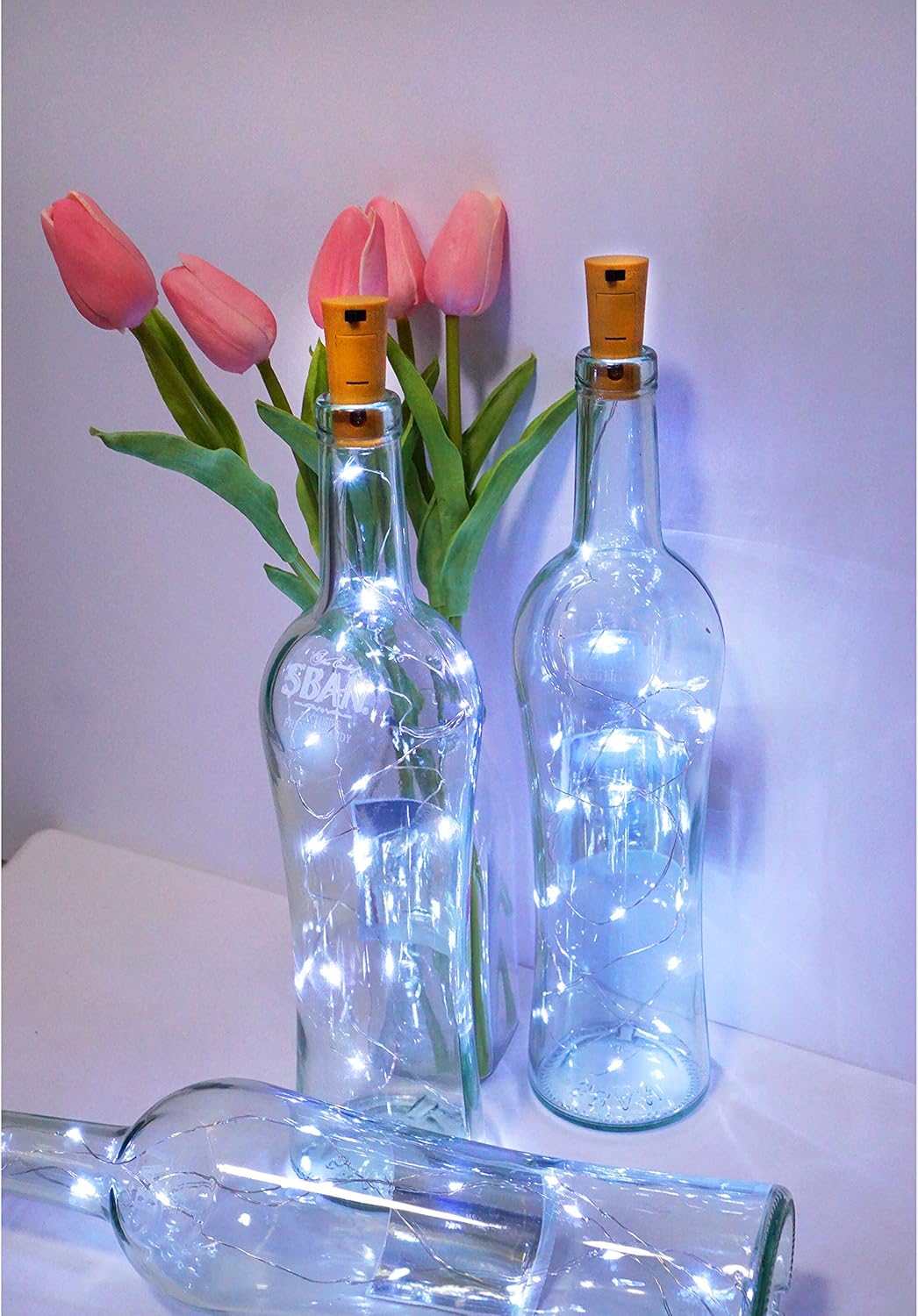 12 Pack 20 LED Wine Bottle Cork Lights, Fairy Mini String Lights Copper Wire, Battery Operated Starry Lights for DIY, Christmas, Halloween, Wedding, Party, Indoor&Outdoor (12 Pack, Multi White)