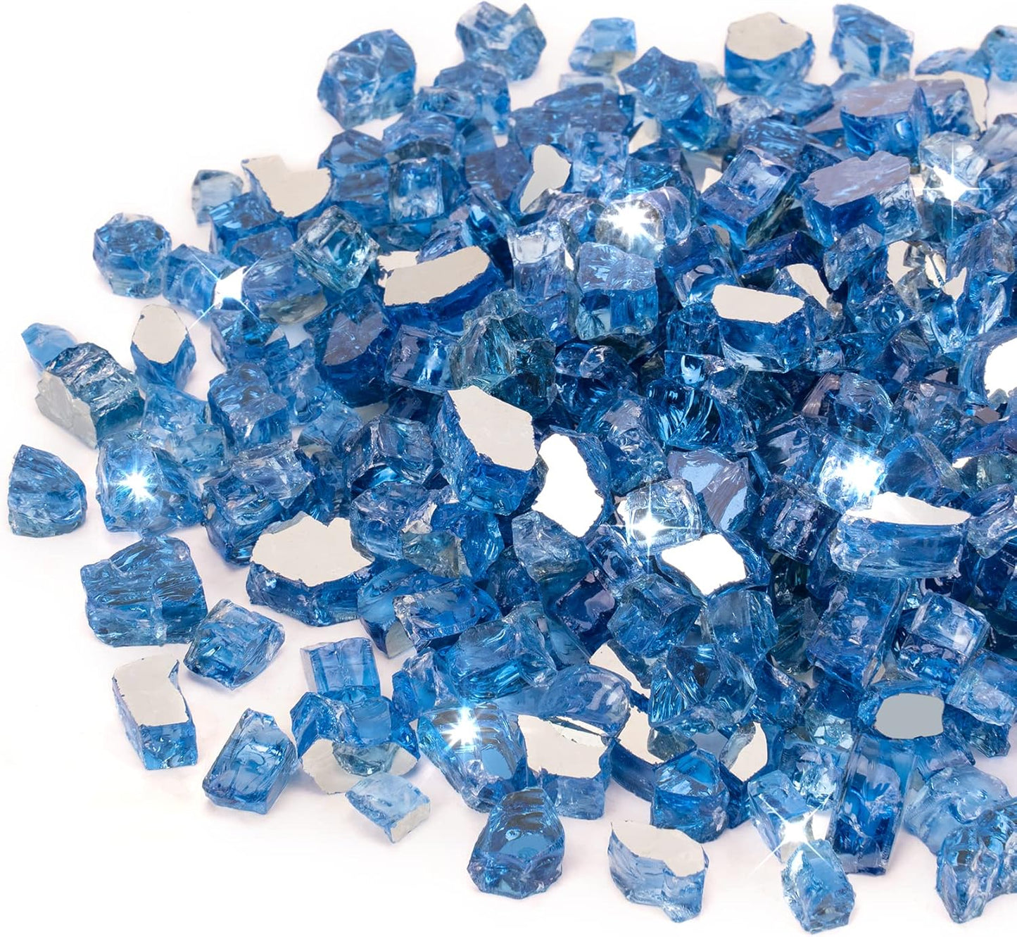 Stanbroil 10-Pound Fire Glass - 1/2 inch Reflective Tempered Fire Glass for Fireplace Fire Pit, Pacific Blue Reflective
